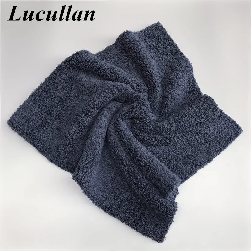 Ultra Thick-Black/Dark Blue Edgeless Microfiber Towel 16"X16" Premium Detailing Cloth For Polishing,Buffing,Car Washing