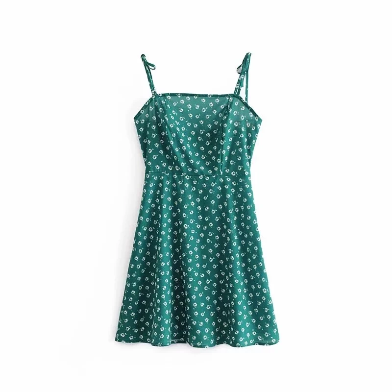 women Summer dress Vintage bohemian chiffon mini Sexy backless green floral beach 2019 korean vestidos | Женская одежда