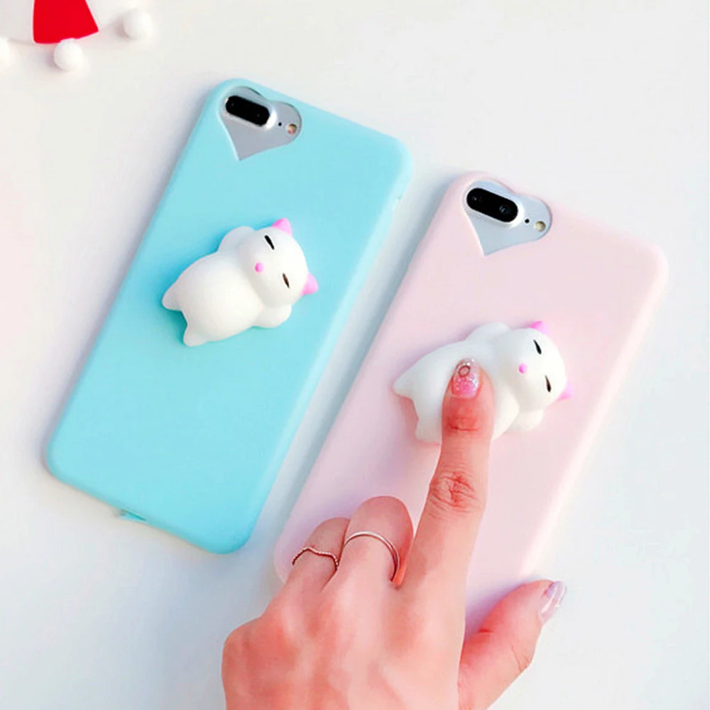 KISSCASE For iPhone 8 7 Plus 6S 6 Case Cute Kneading Doll Cat Dolphin Stress Reliever Back Cover Apple 5 5S SE |