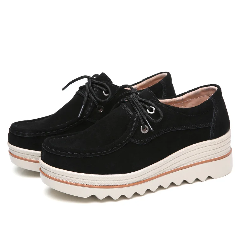 3089-black Женские шлепанцы на плоской подошве; кроссовки на платформе; повседневная обувь из кожи и замши; женские лоферы; слипоны на плоской подошве; криперы; Мокасины - Цвет: 3089-black