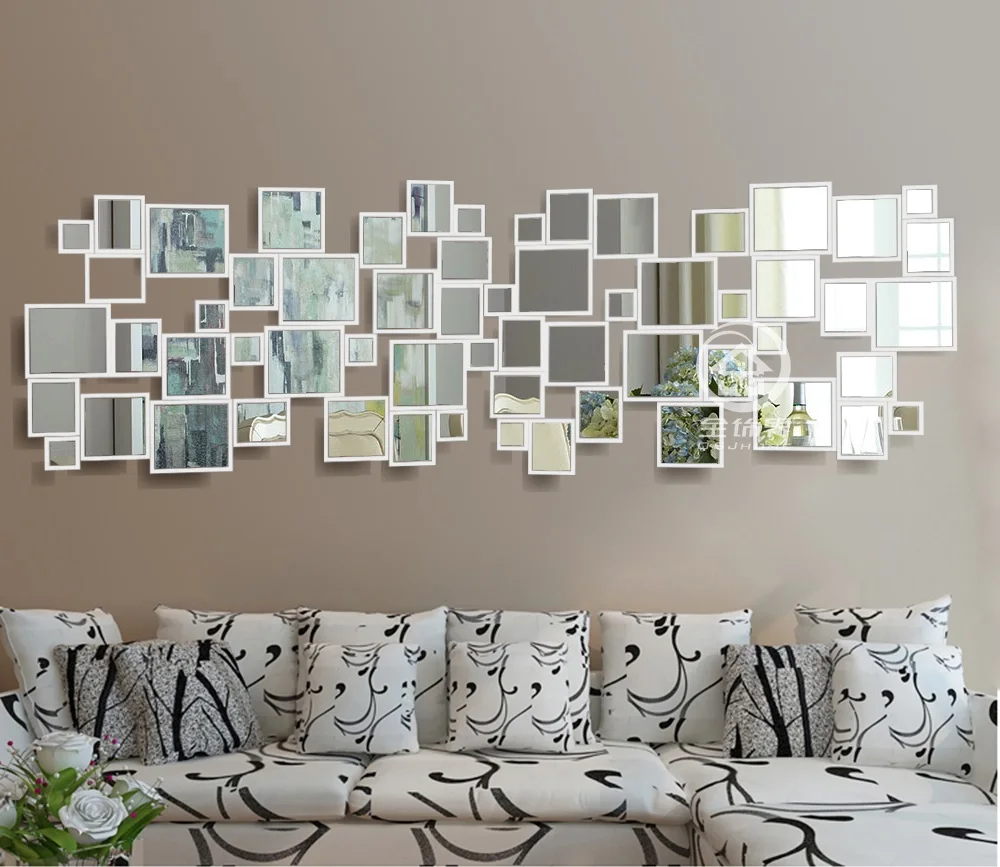 Металлическая Рамка квадратная Современная Настенная зеркальная стеклянная