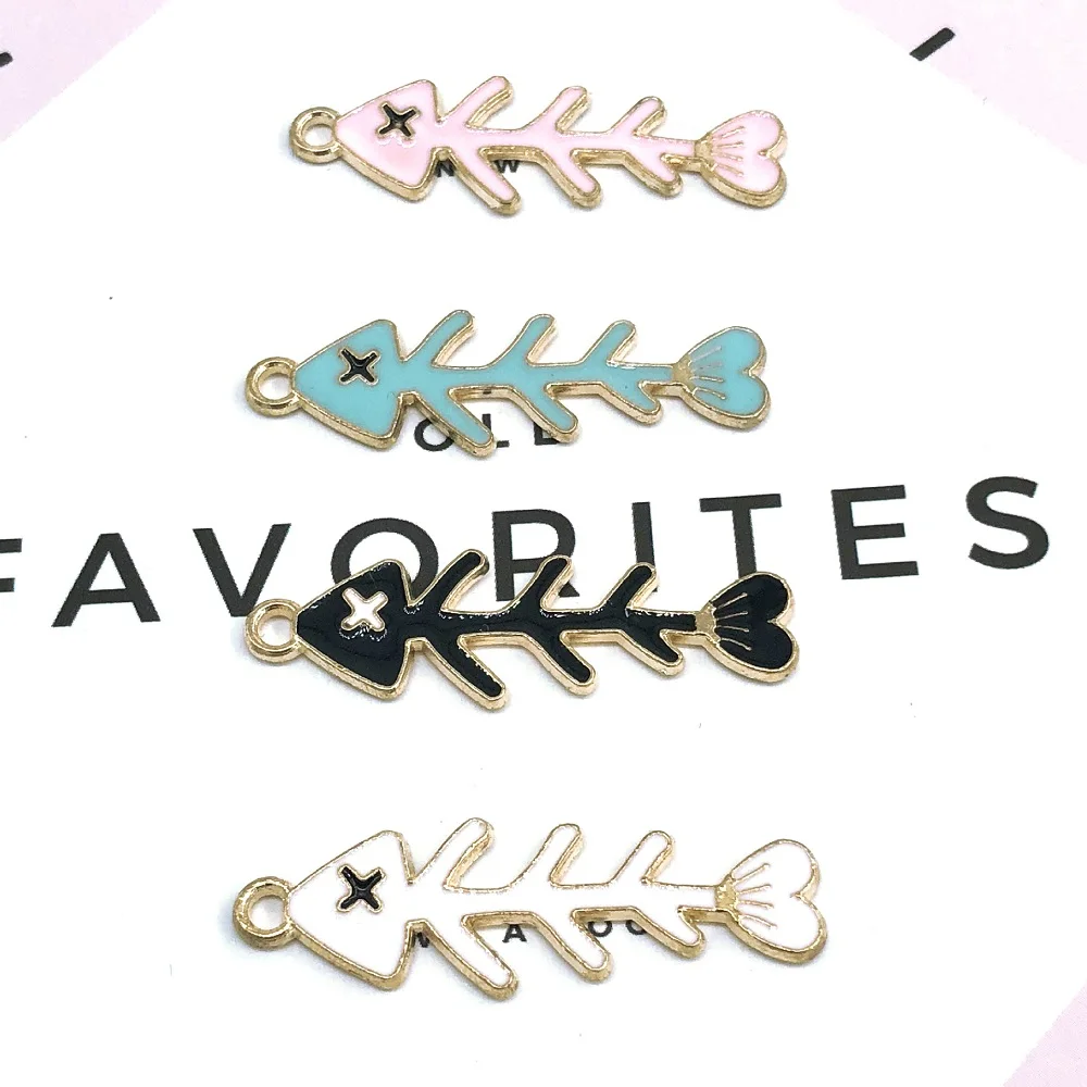 10Pcs/lot High Quality Fashion Enamels Charms Gift Fish Bone Alloy Pendant Bracelet Necklace Jewelry Accessories DIY Craft | Украшения и