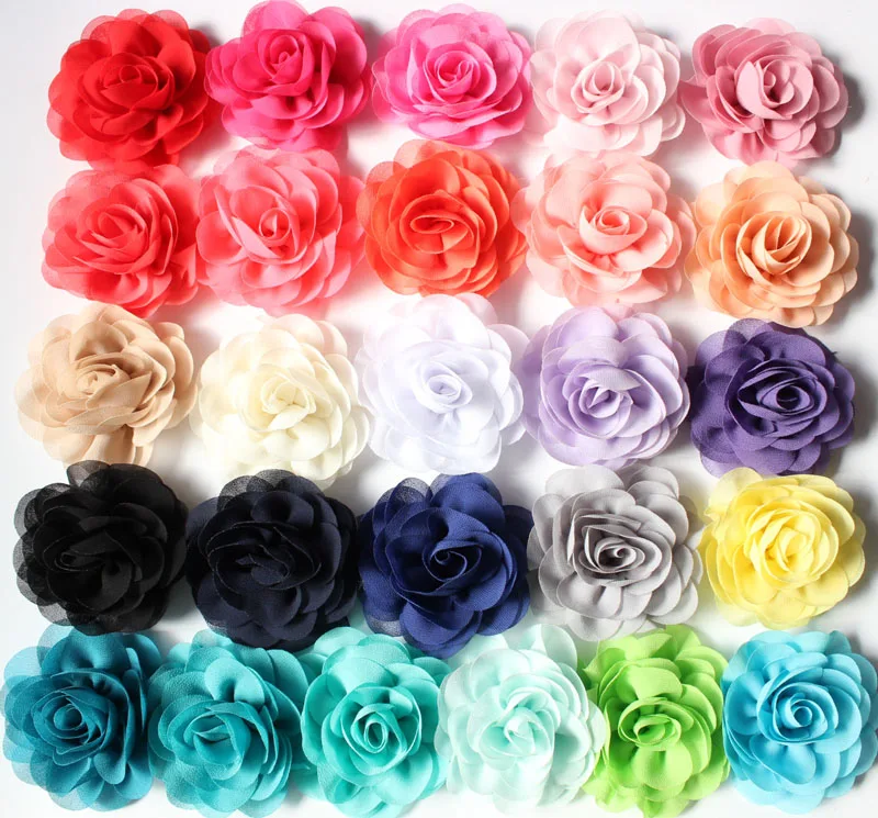 3 шт. шифоновые розетки 22 цвета|fabric flowers|chiffon rosesflower rosette |