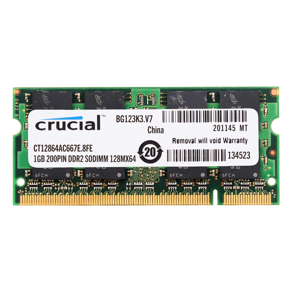 Оперативная память для ноутбука Crucial DDR2 667 МГц 1 ГБ 2 Гб оперативная ddr2 = шт. * 8