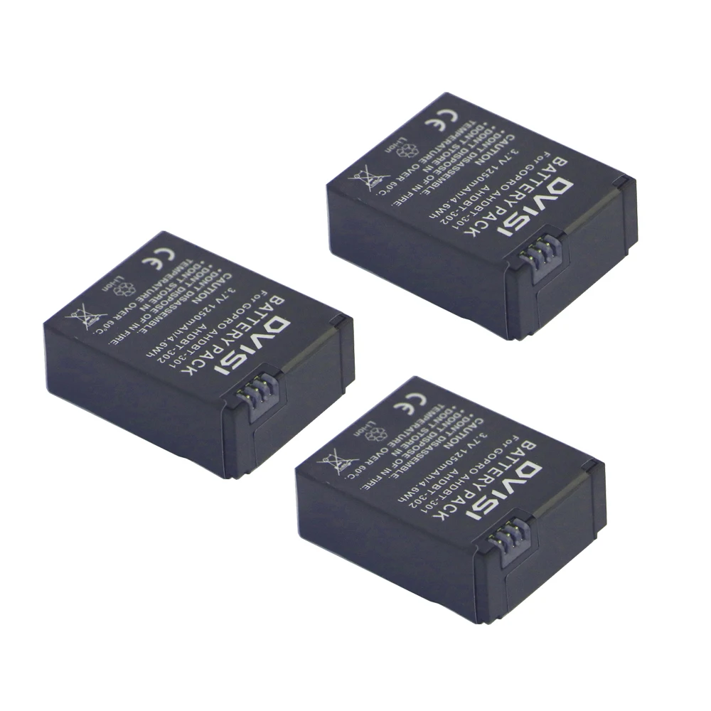 3 шт. AHDBT-301 AHDBT301 AHDBT302 аккумуляторная батарея для GoPro HERO3 + и AHDBT-201 | Электроника