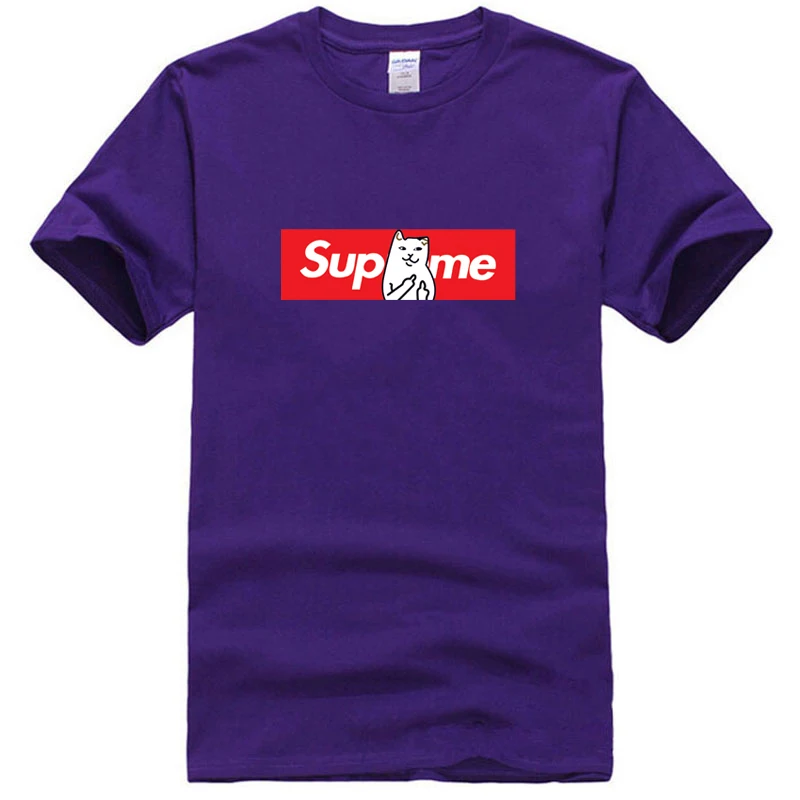 Новый 2018 Лето 100% хлопок с короткими рукавами и принтом Повседневная sup футболка