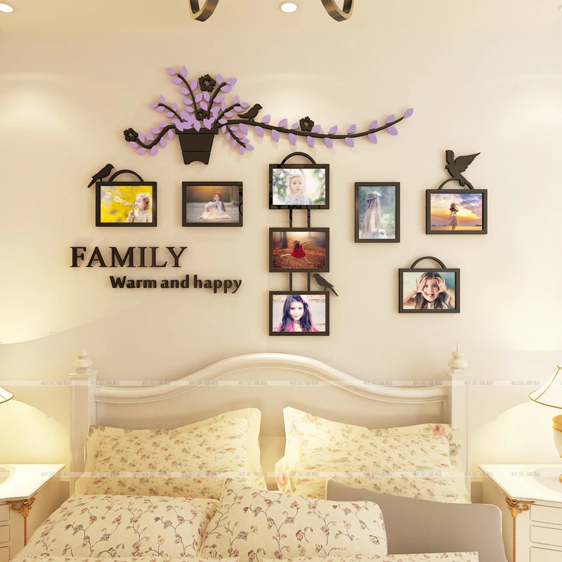 Family Chlorophytum Acrylic mirror Wall Stickers Living room Photo frame DIY art wall decor Bedroom Vine branch stickers | Дом и сад