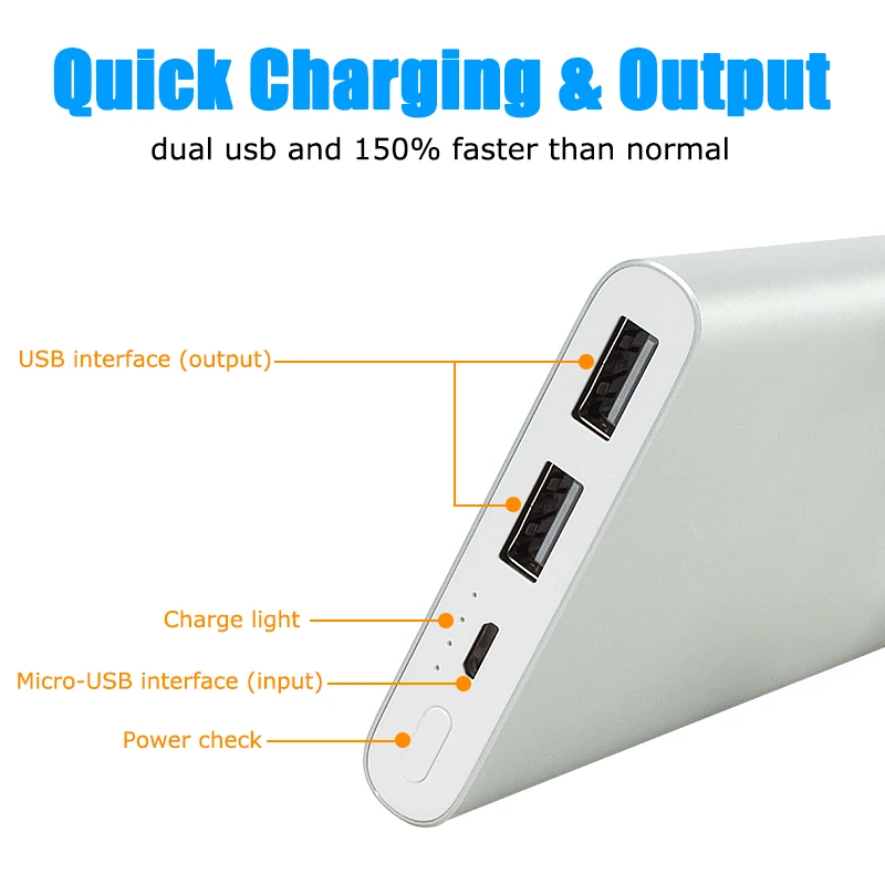 Оригинальный xiaomi power bank 2 Mi 10000 мАч Quick Charge литий полимерный внешний аккумулятор