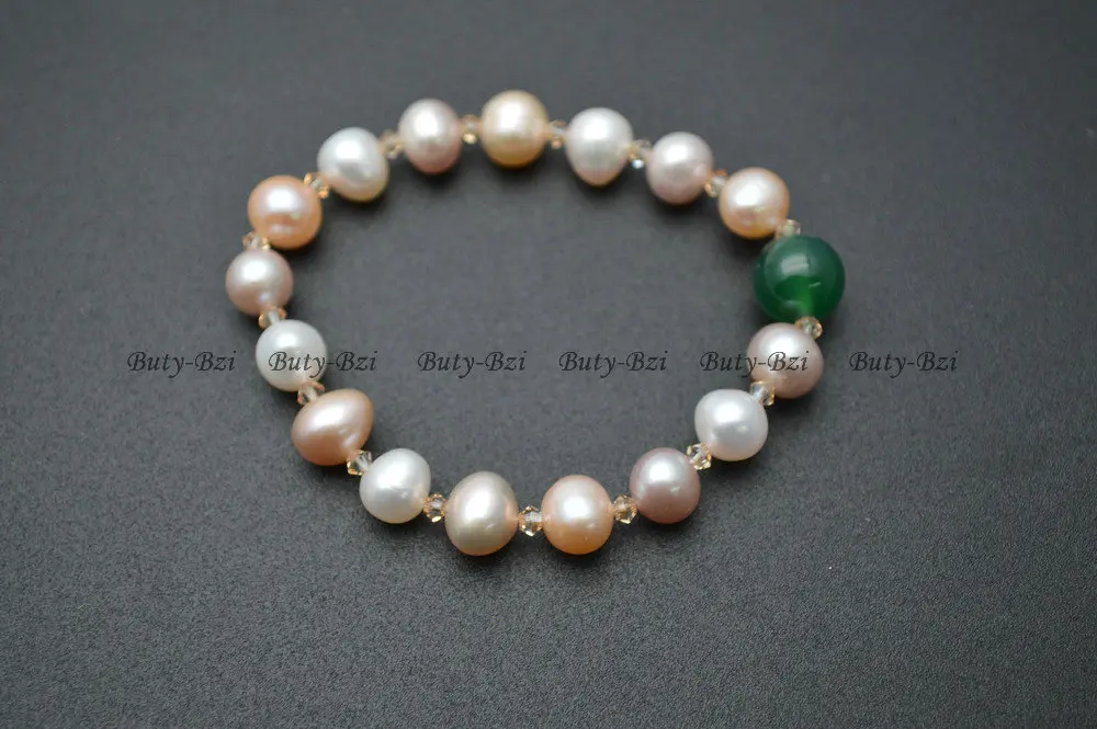 

High Quality Natural Multi Color Near Round Pearl Beads Bracelets Fashion Woman Jewelry