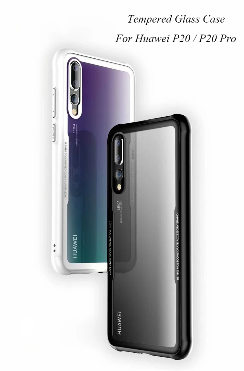 Чехол из закаленного стекла для Huawei P20 Pro прозрачная задняя крышка Жесткий мягкий