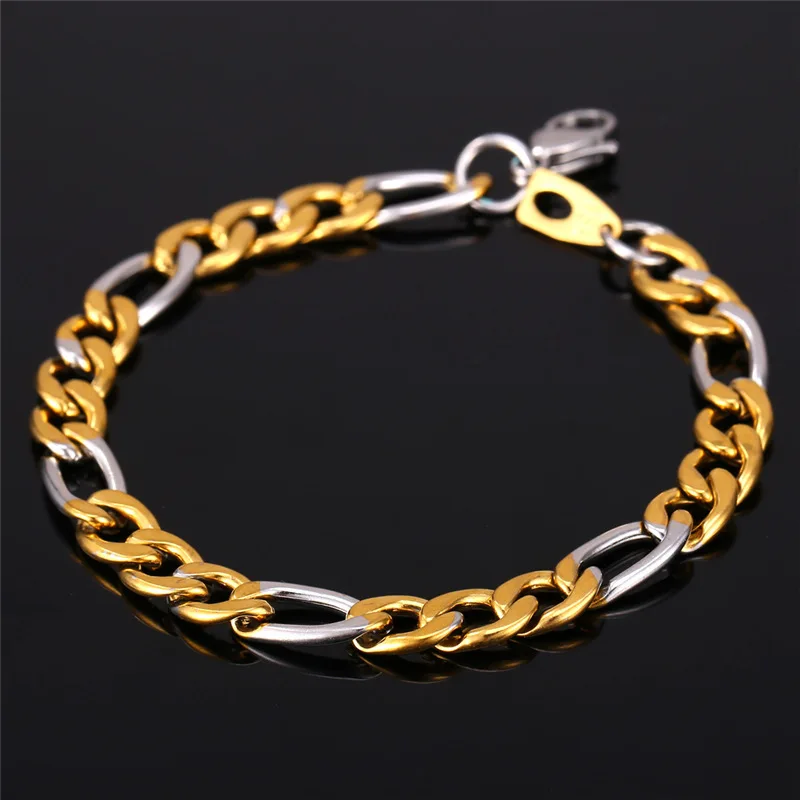 Двухцветные браслеты-цепочки для мужчин и женщин ювелирное изделие из