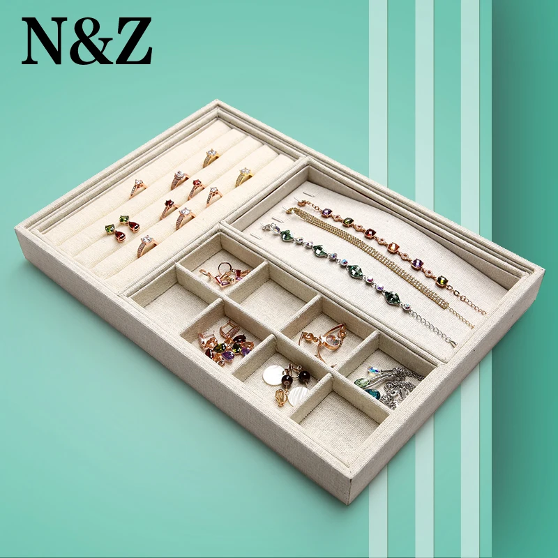 N & Z новый съемный бежевый льняной смешанный лоток для ювелирных изделий Кольцо