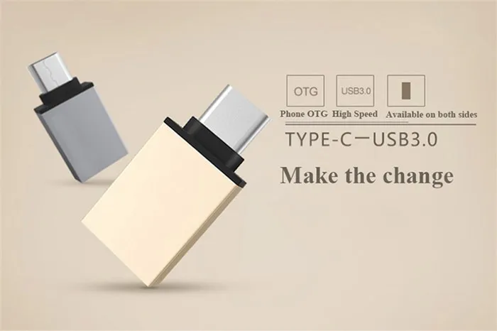 Тип C OTG USB 3,0 золотой адаптер конвертер для Android samsung huawei P20 телефонный адаптер типа OTG-C к USB3.0 металлический адаптер usb