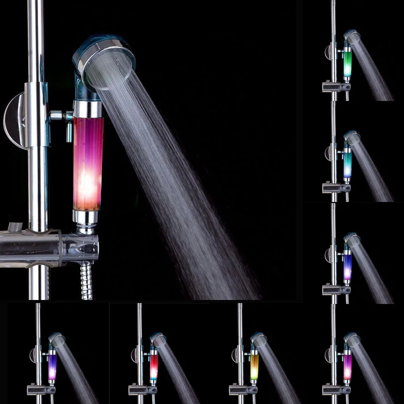 Светодиодный душ ручной 3 цвета RGB Спринклерный Датчик температуры душевые