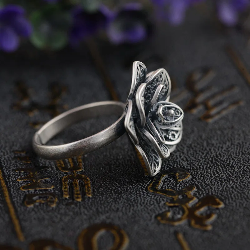 FNJ 925 пробы Серебряное кольцо цветок anillos круглый S925 Тайский серебряные кольца для wo мужчин ювелирные изделия для мужчин