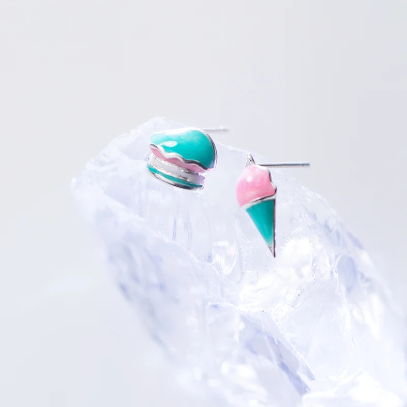 AROCH S925 Серебряные серьги для ногтей женские маленькие ассиметричные Торт