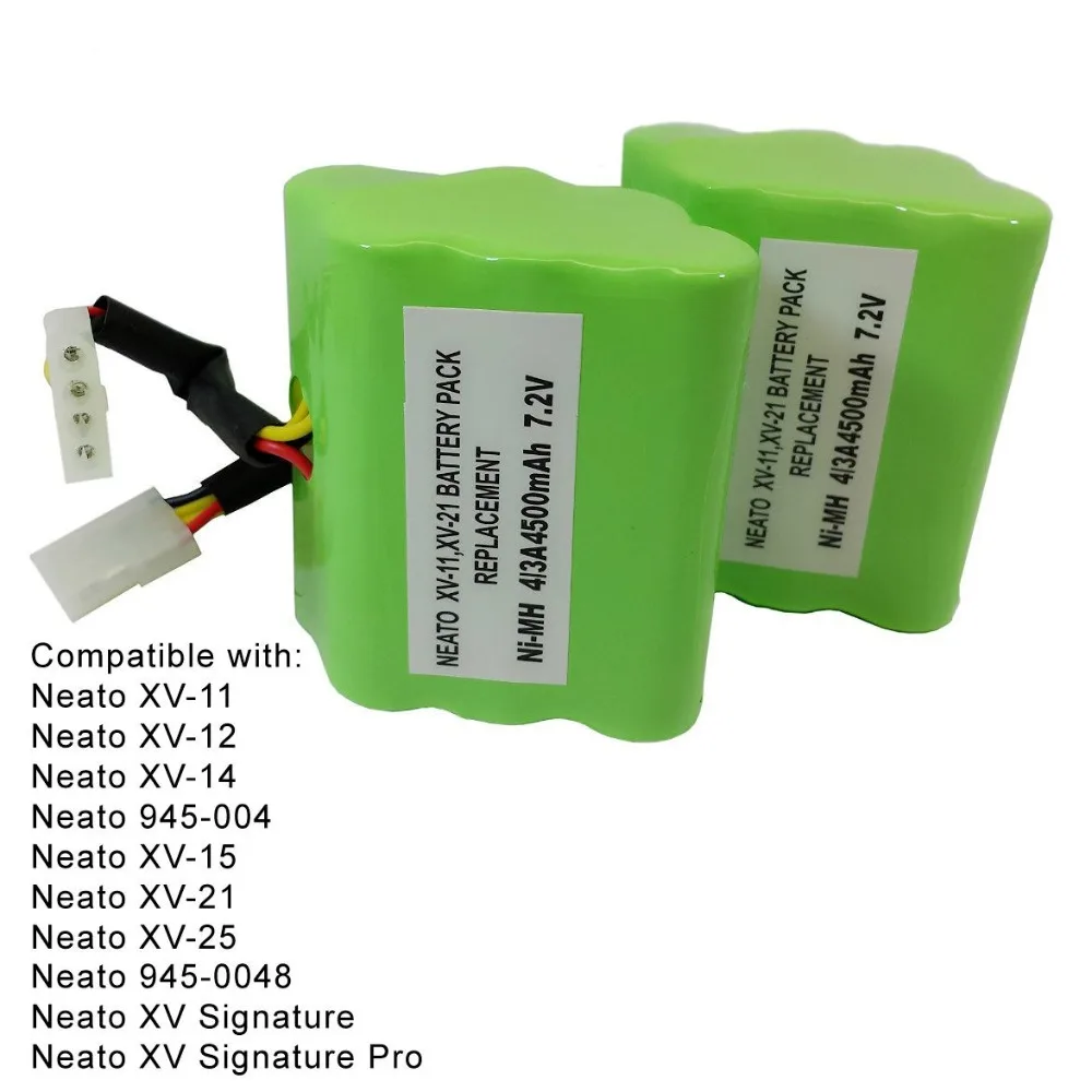 2 Pack 7-2V 4500mAh Neato XV-11 XV-12 XV-14 945-004 XV-15 XV-21 XV-25 945-0048 XV Signature XV Signature Pro