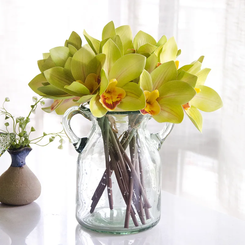 Real Touch Cymbidium 4 Цветочные головки искусственный цветок для украшения дома и свадьбы