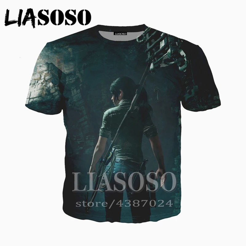 LIASOSO 2018 Новая модная футболка брендовая Классическая игра Tomb Raider Leading lady Lara Croft 3d
