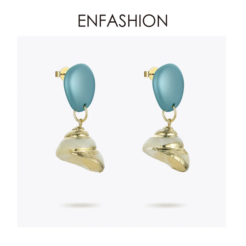ENFASHION Винтажные висячие серьги в виде раковины для женщин, длинные висячие серьги в стиле бохо из натуральной раковины, модные ювелирные изделия в богемном стиле, Kolczyki EM1051 - Окраска металла: EM191052