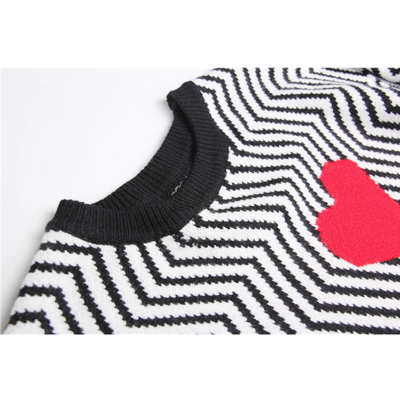 2019 Autumn Winter Women Sweaters Geometric Heart Pattern Long Sleeve Tops Lovely Pullovers Knitted Loose C-005 | Женская одежда