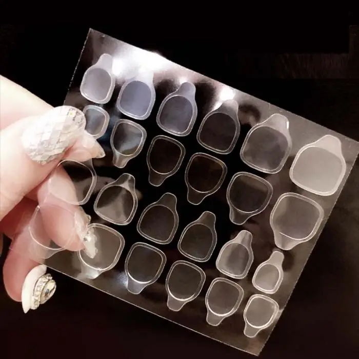 DIY Желе двухсторонний клей экологически чистый прозрачный накладной зажим для ногтей 24 шт. красота клей для ногтей Инструменты