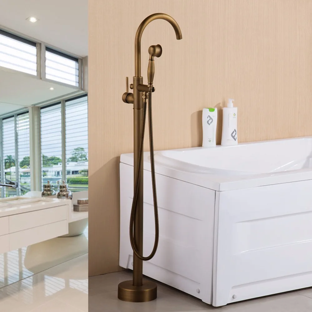 Сидячий античный латунный Смеситель для горячей и холодной ванны отдельно