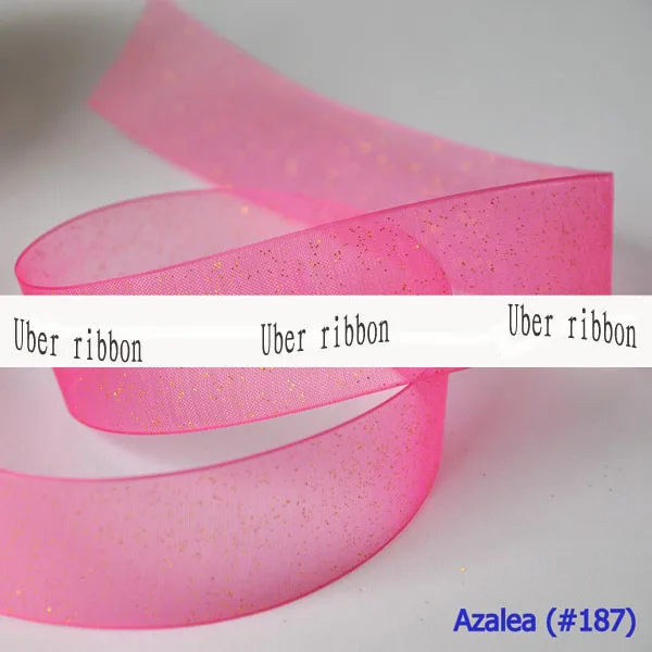 [IuBuFiGo] 1-1/4 &quot(32 мм) Золотая металлизированная лента из органзы с принтом для