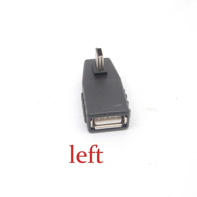 Мини USB OTG Host адаптер 90 градусов с левым углом A гнездо на 5 штырьков B папа 2 0