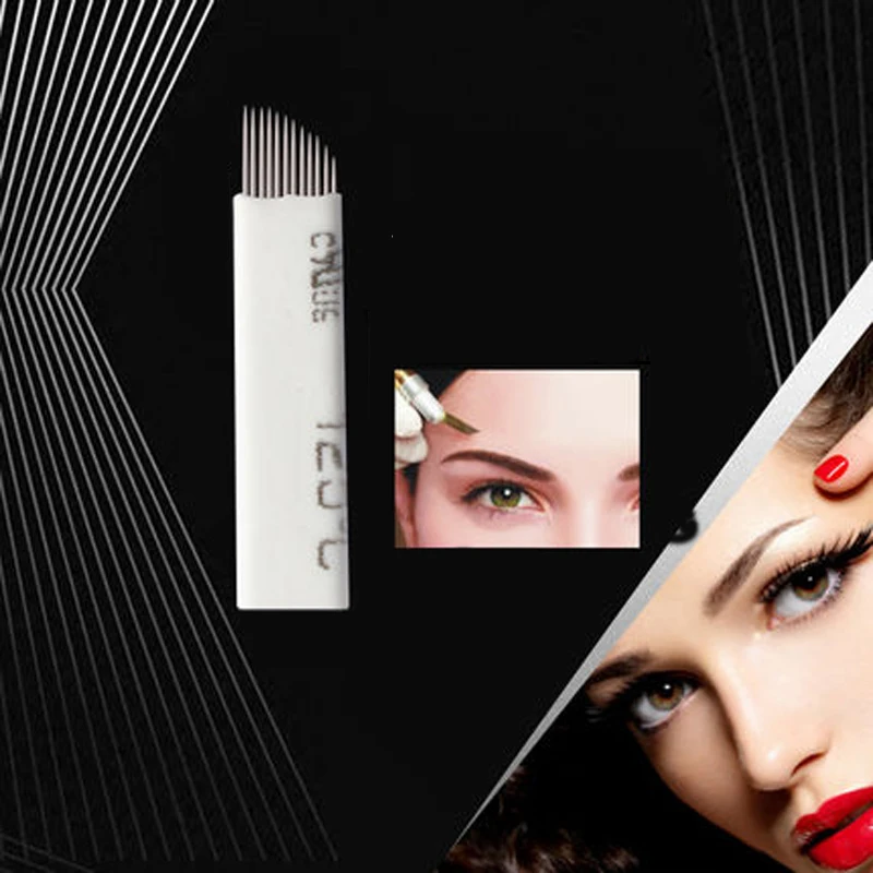 

Mix sale 500pcs disposable Microblading needle Permanent Makeup machine Tattoo Needle Blade For 3D Manual Embroidery Eyebrow Pen