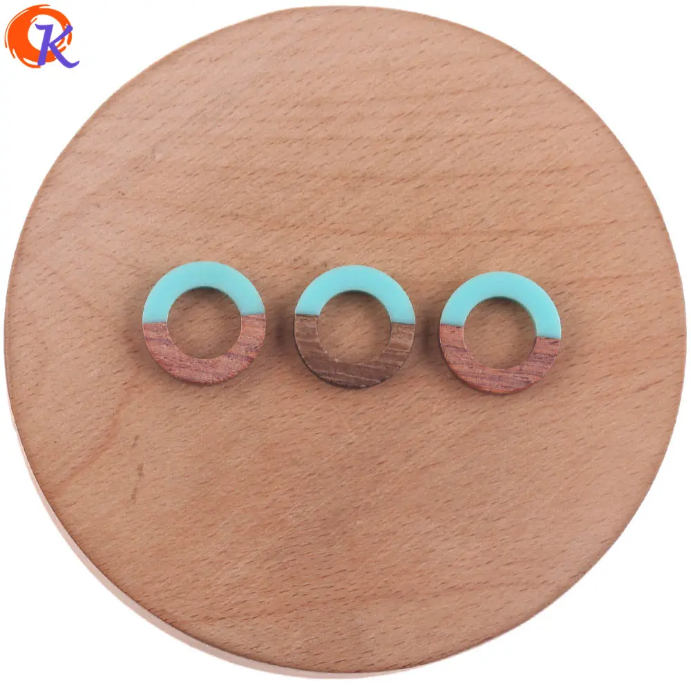 Mint Сердечный Дизайн 50 шт 18*18 мм ювелирные аксессуары/DIY Изготовление сережек/натуральное дерево и смола/круглая форма/ручная работа/фурнитура для сережек - Цвет: Mint