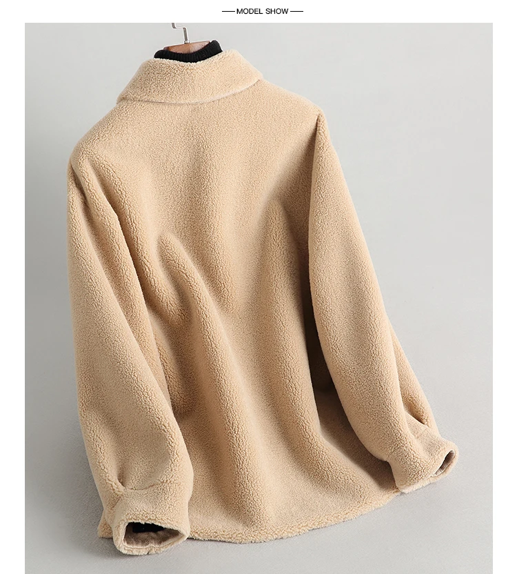 Зимнее плотное теплое пальто с имитацией Овцы стриженый мех женское короткое из