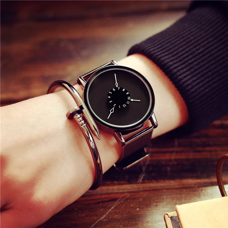 Новые модные женские кварц Творческий Смотреть Простой Уникальный студентов часы стрелки лицо дизайн сетка