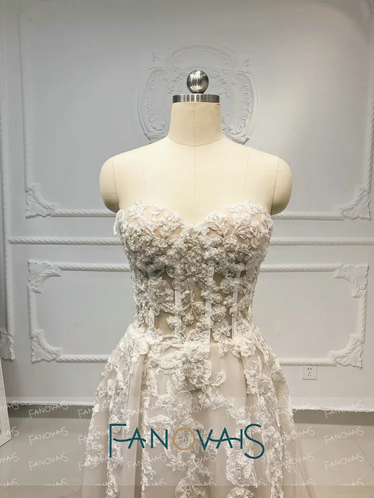 Пляж бохо свадебные платья бисером Кристалл кружева Vestido de Novia Longo gelinlik vestido casamento robe de mariee