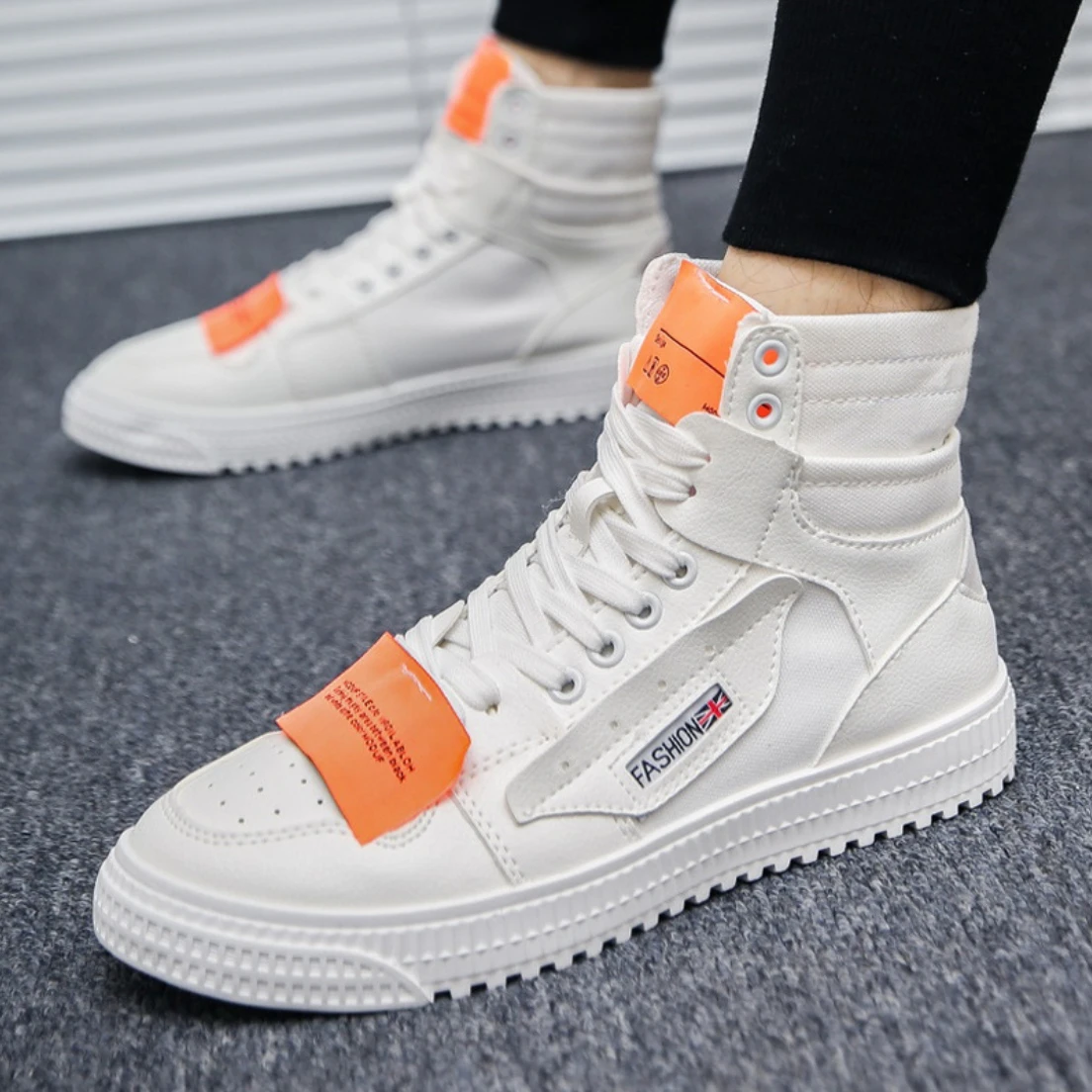 Men's Casual PU Shoes Non-slip High-Top Comfortable Fashion Summer Autumn Flat Outdoor Walking Trainers Sneakers Size:39-44 | Обувь