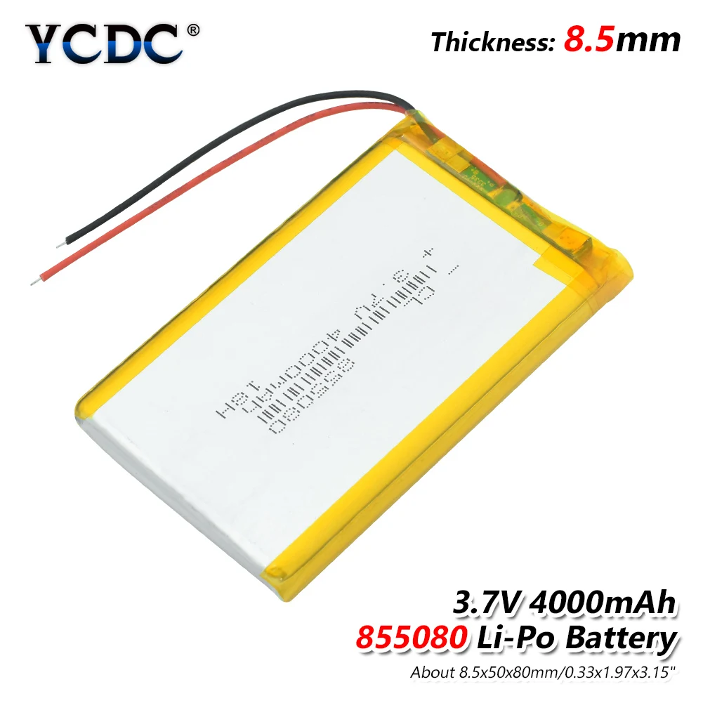 3,7 v li po литий-ионные аккумуляторы 3 7 v полимерная аккумуляторная батарея 855080 4000mAh для MP4 MP5 Tablet gps DVD PDA MID BT динамик