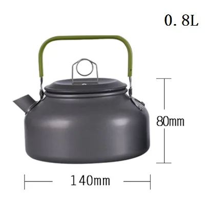 0.8L 0.8L/1.2L/1.6L/2L портативный дорожный чайник для воды, котел, Каттер, кофе, чайник для походов, кемпинга, парка, алюминий, Ультралегкая посуда для напитков - Цвет: 0.8L