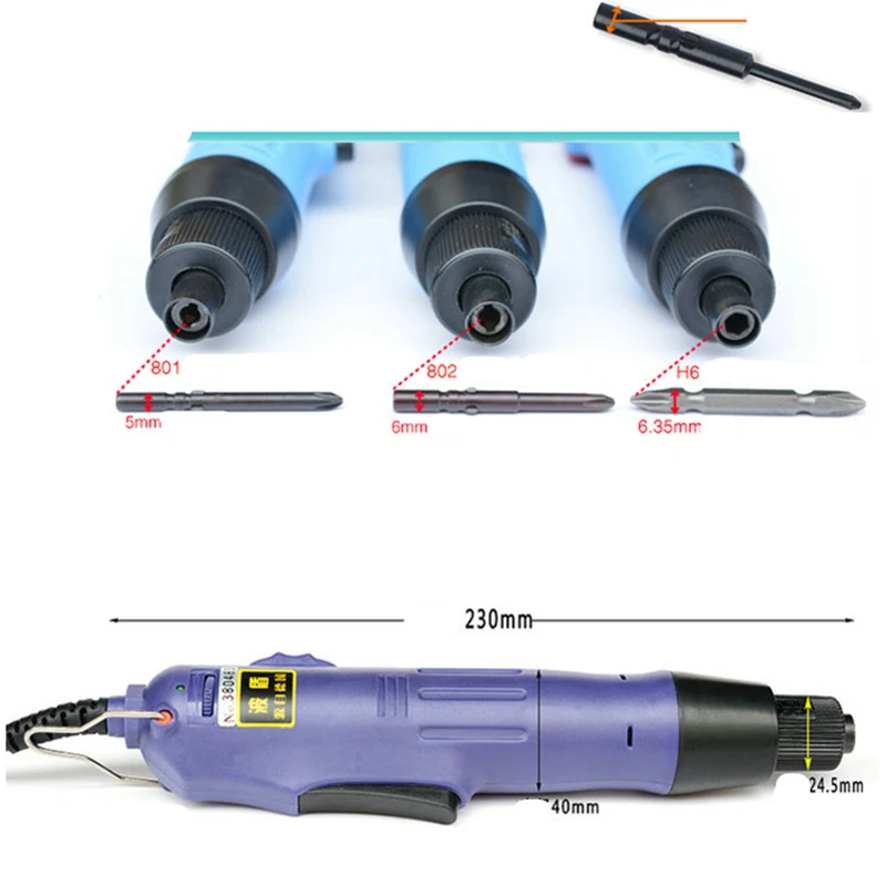 

220V Electric Screwdriver Auto-stop 1.6-6.35mm Screws Screwdrivers Machine with Screw Bits