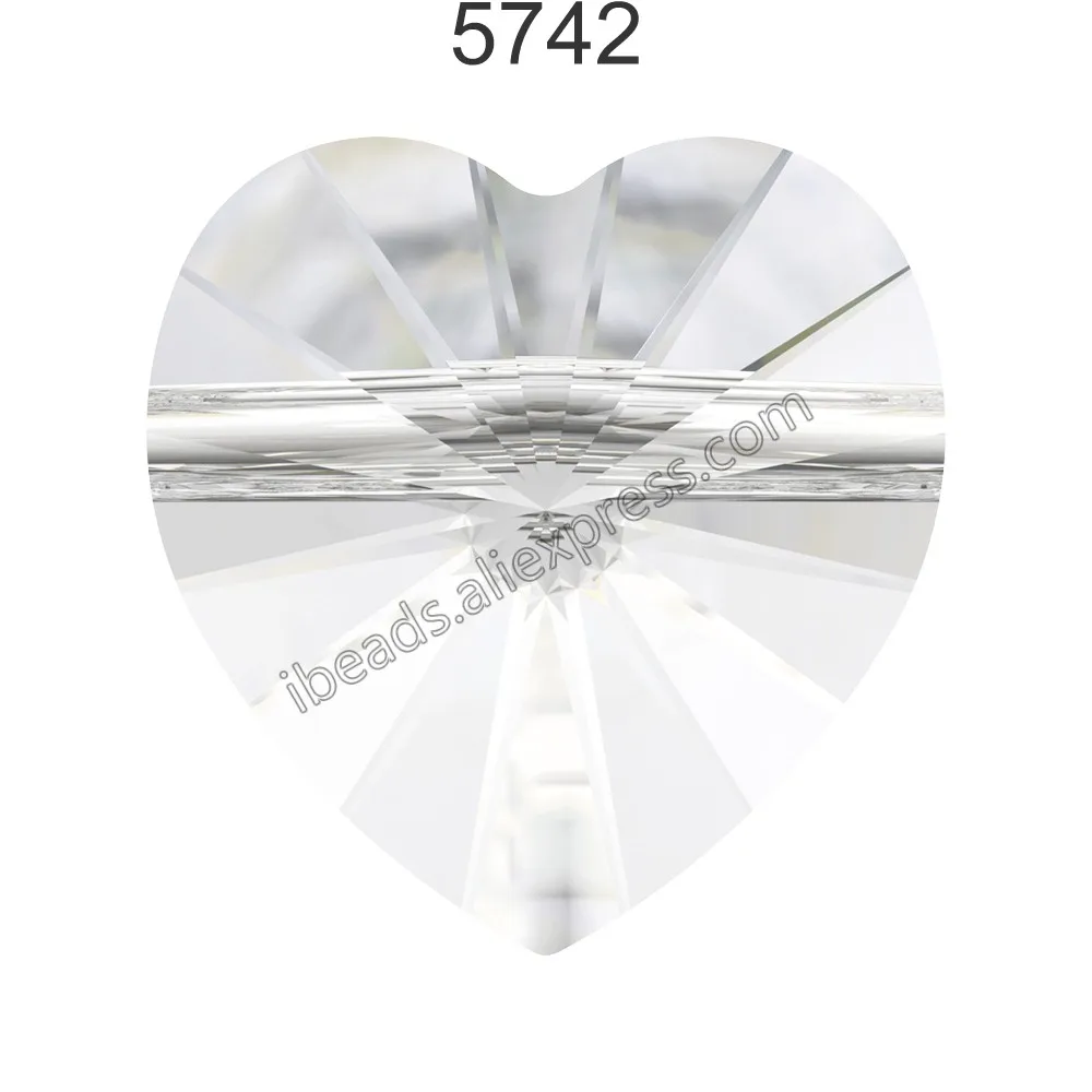 Crystal 001 1 шт.) кристалл Swarovski 5742 Горизонтальное отверстие Сердце Бусина из Австрия Свободные Стразы DIY Изготовление ювелирных изделий - Цвет: Crystal 001
