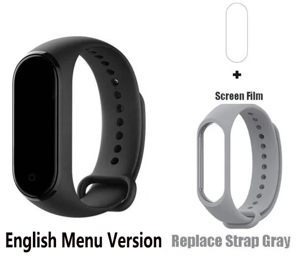Xiaomi mi Band 4 новейший музыкальный Смарт mi band 4 браслет пульсометр фитнес 135 мАч цветной экран Bluetooth 5,0 - Цвет: add gray strap