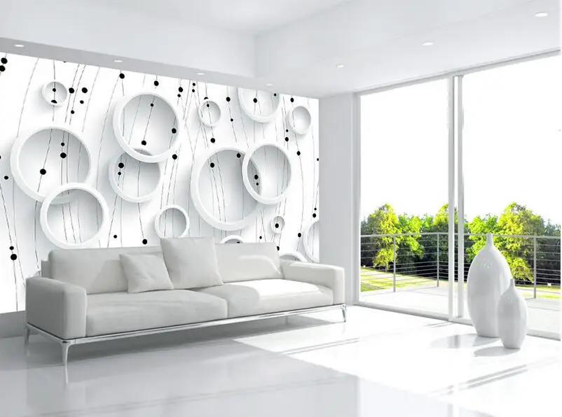 3d обои на заказ фотообои черно-белая линия круг фон настенные фрески для гостиной
