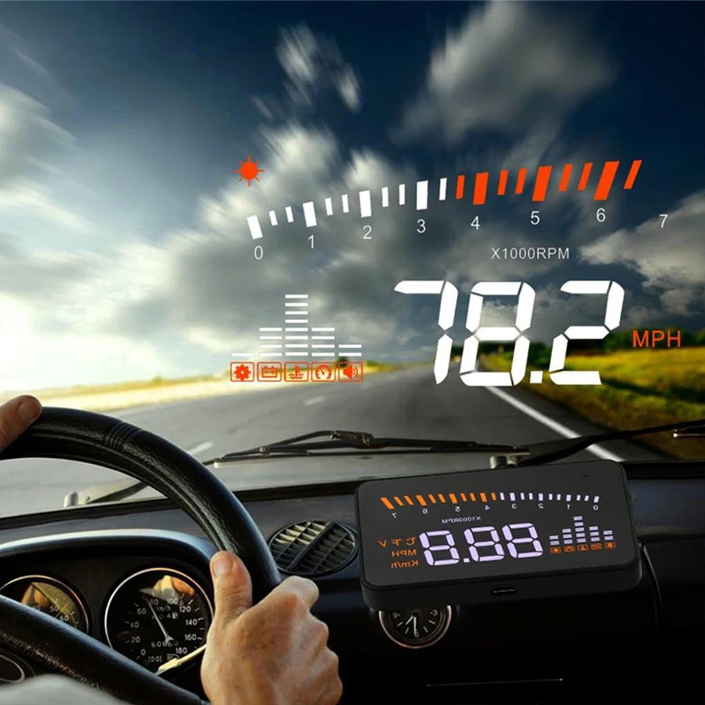 Универсальный автомобильный gps HUD цифровой дисплей Автомобильный измеритель скорости Предупреждение ющий сигнал