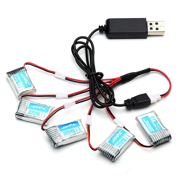 Лучшая сделка 5X 3 7 V 150mAh 20C Lipo батарея и USB кабель набор для JJRC H20 H20H RC дроны Quadcopter