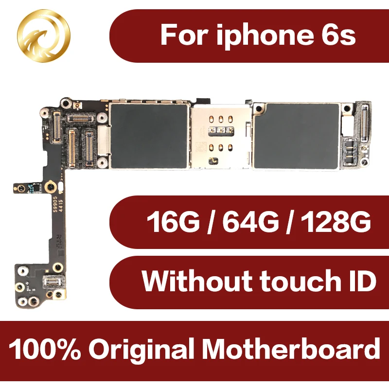 Материнская плата для мобильного телефона iPhone 6S, оригинальная материнская плата для iPhone 6S, 16 ГБ, 64 ГБ, 128 ГБ, разблокированная материнская плата без Touch ID