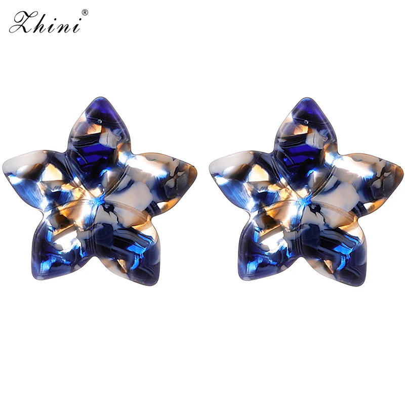 ZHINI Fashion Bijoux Bright Star Statement Stud Earrings For Women Cute Trendy Wholesale Jewelry Cheap Party Gifts | Украшения и