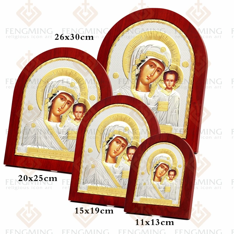 Деревянный Дизайн Живопись серебро Русский Греческий ортодоксальный иконы Девы
