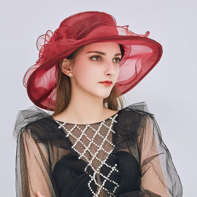 

Sun Shading Hat Lady Summer Sun Protection Flower Organza Hats Beach Anti-ultraviolet Sunscreen Cap Female Cool Visor Caps H6516