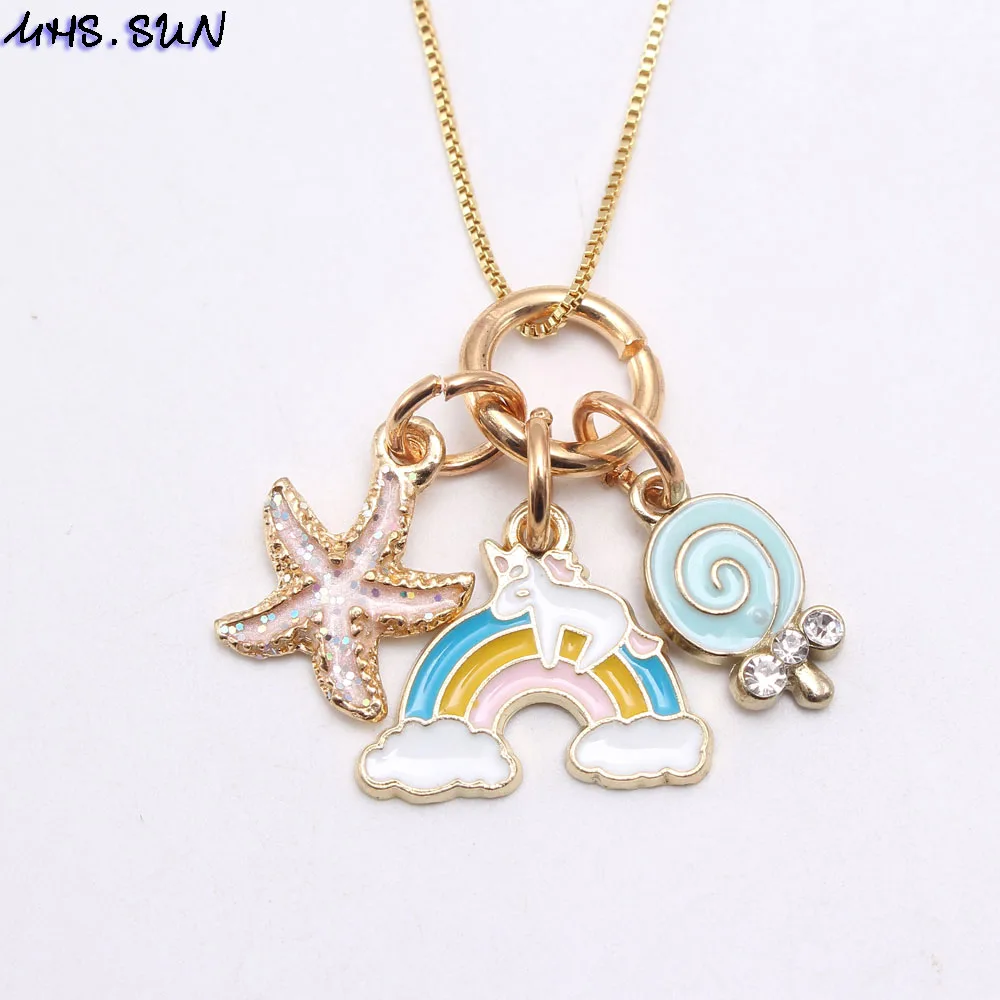 Модное ожерелье MHS.SUN с подвесками в виде радужного сердца и морской звезды