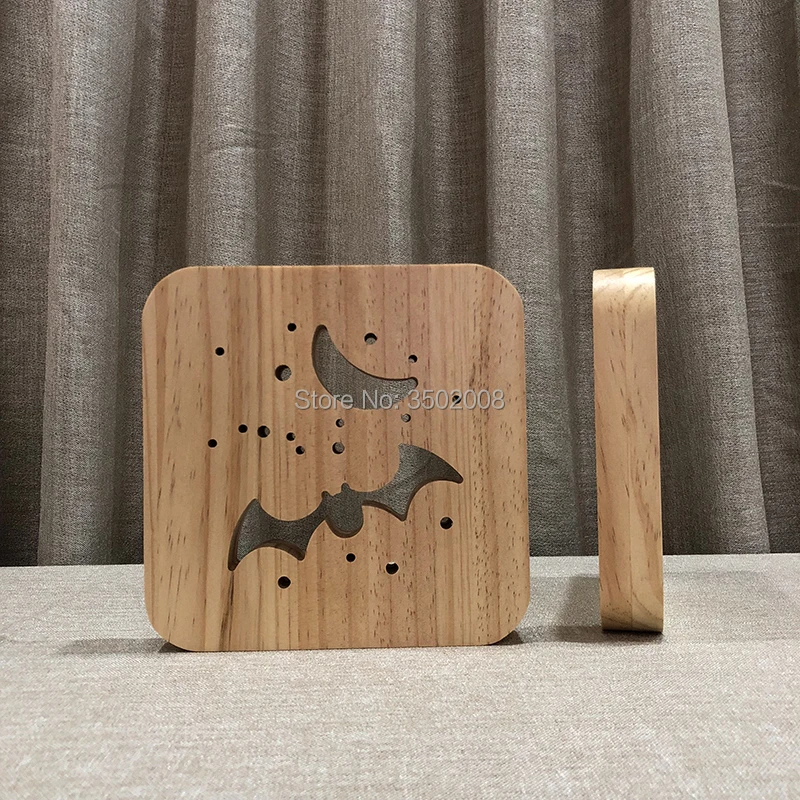 Деревянный ночник летучая мышь выдолбленный дизайн LED Настольная лампа