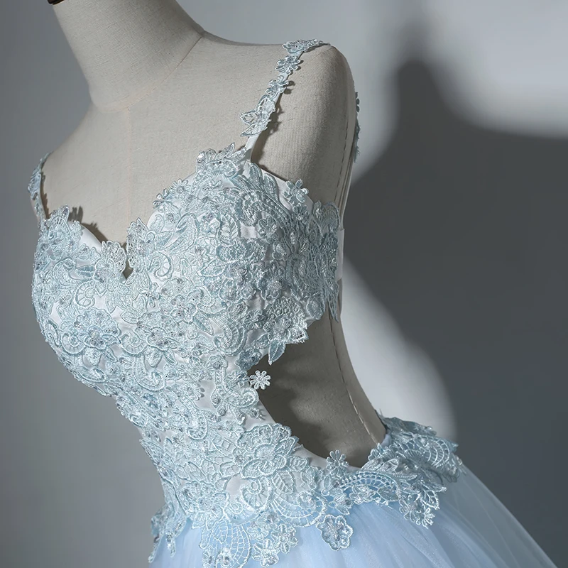Light Sky Blue Long Prom Dresses Sexy Backless 8th Grade Women Lace Formal Evening for Graduation Gown Promdress | Свадьбы и